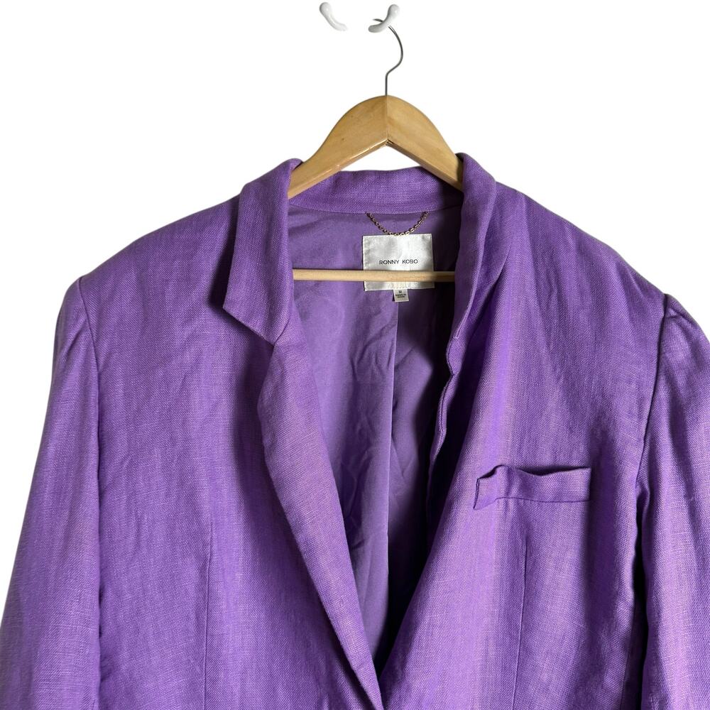 Ronny Kobo Klover Purple Linen Oversized Two Button Blazer Jacket Size Medium - Picture 5 of 13
